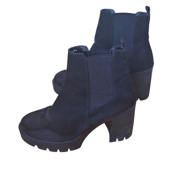 ASOS Chunky Heel Boots Black Suede Chelsea US size 8 - Picture 11 of 16